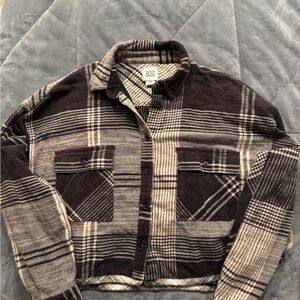 Urban Outfitters Black and Gray Plaid Button Down Shirt